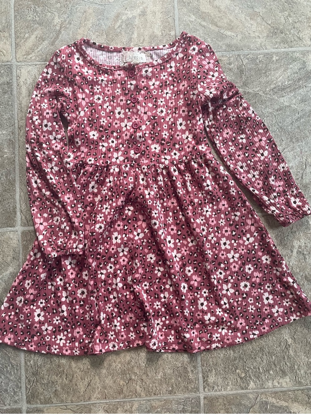 5/$20 Girls Pink Floral Button-Front Twirl Dress